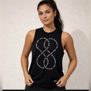 Nike Women's Black Muscle Tee with White Logo